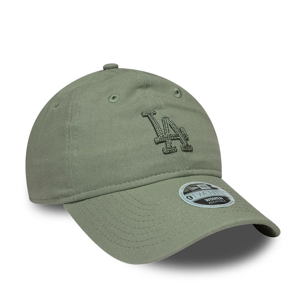 Pictured is this Womens MLB Linen LA Dodgers 9TWENTY cap in pastel green. 3