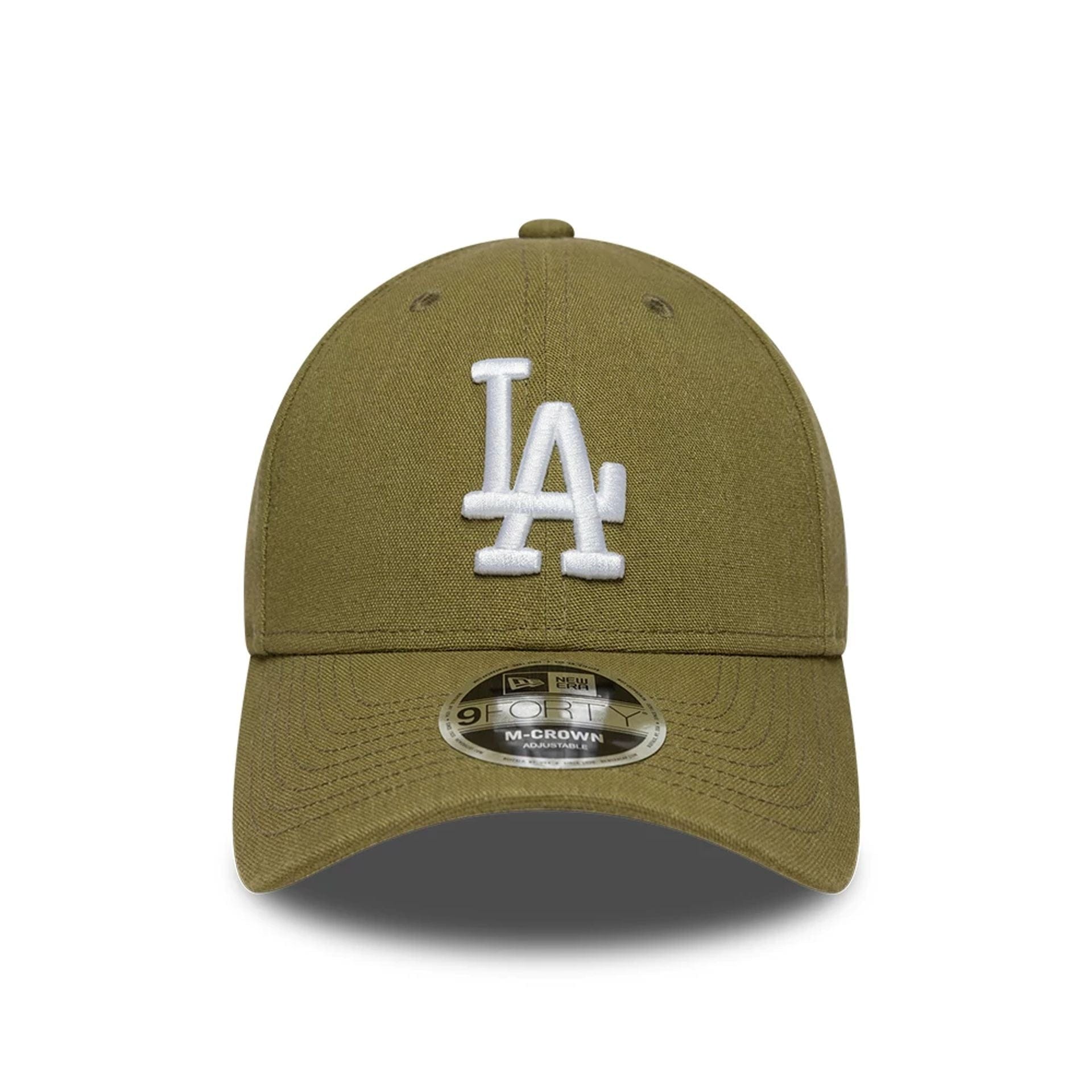 Pictured is this MLB Linen LA Dodgers 9FORTY M-Crown cap in Dark Green. 2