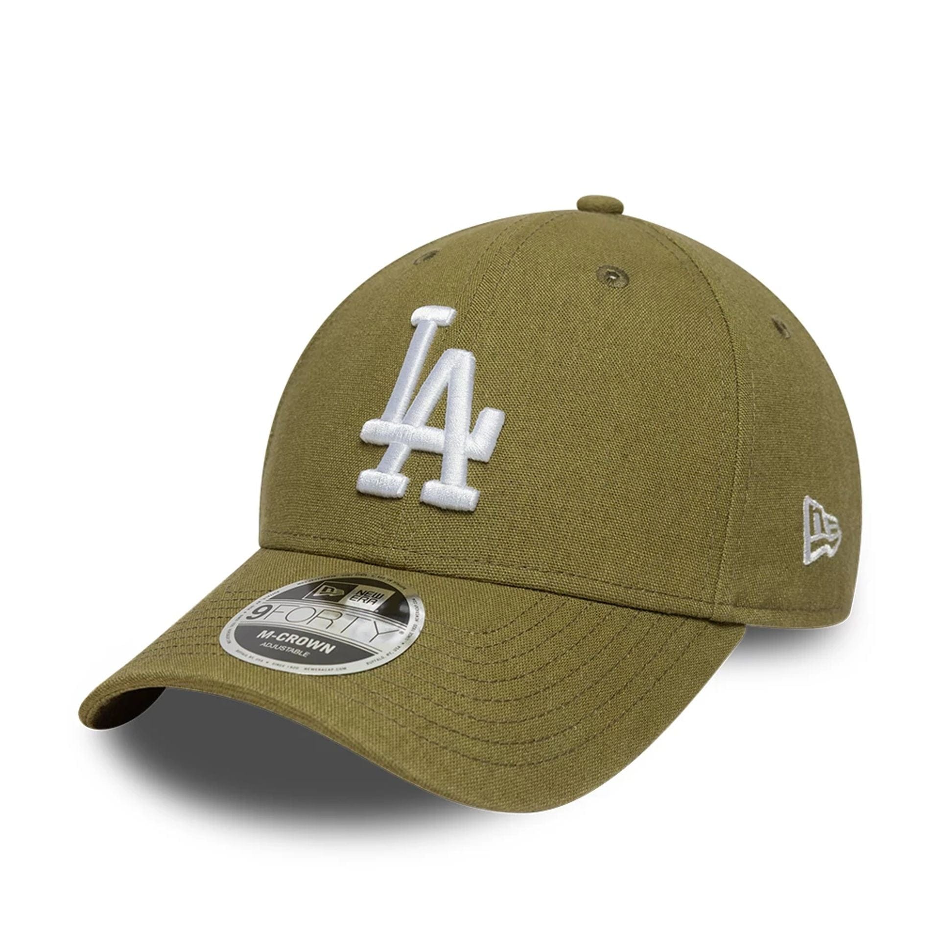 Pictured is this MLB Linen LA Dodgers 9FORTY M-Crown cap in Dark Green. 1