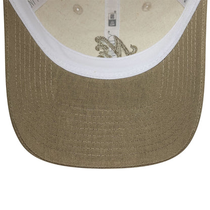 Pictured is this Womens New Era Linen 9TWENTY cap in Beige. 5