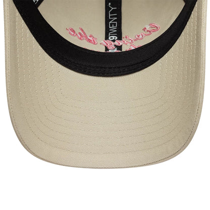 Pictured is this Womens New Era Slogan 9TWENTY cap in Cream. 5