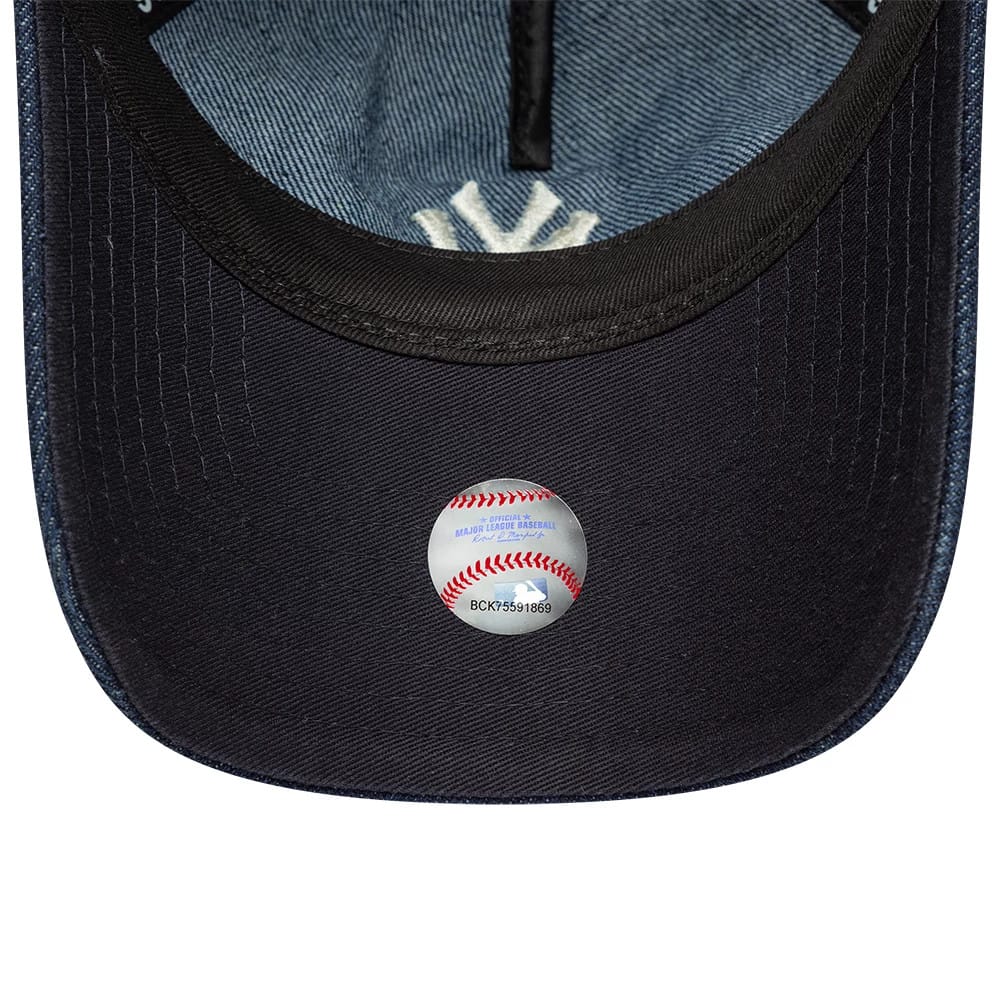 Pictured is this Womens MLB Denim New York Yankees 9TWENTY A-Frame cap in navy. 4