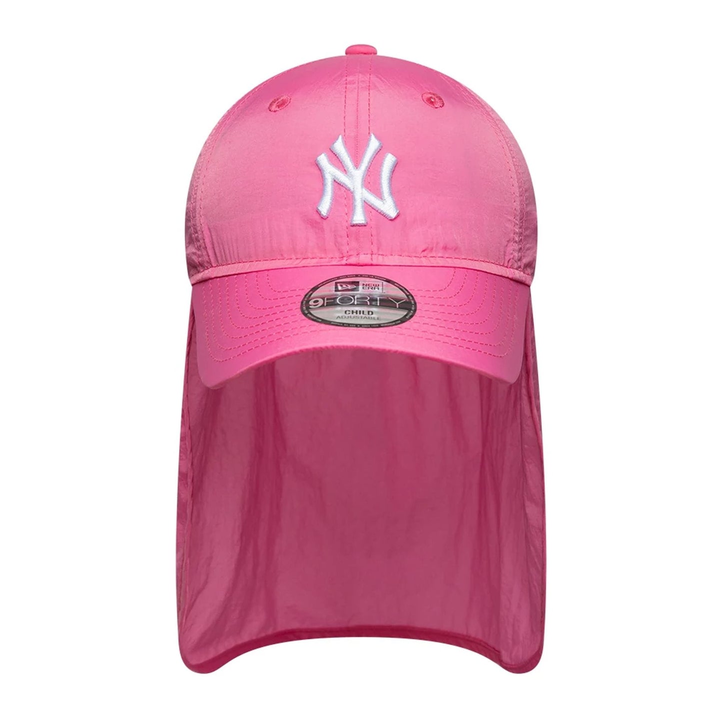 Pictured is this Child MLB Sun Shield New York Yankees 9FORTY cap in pink. 2