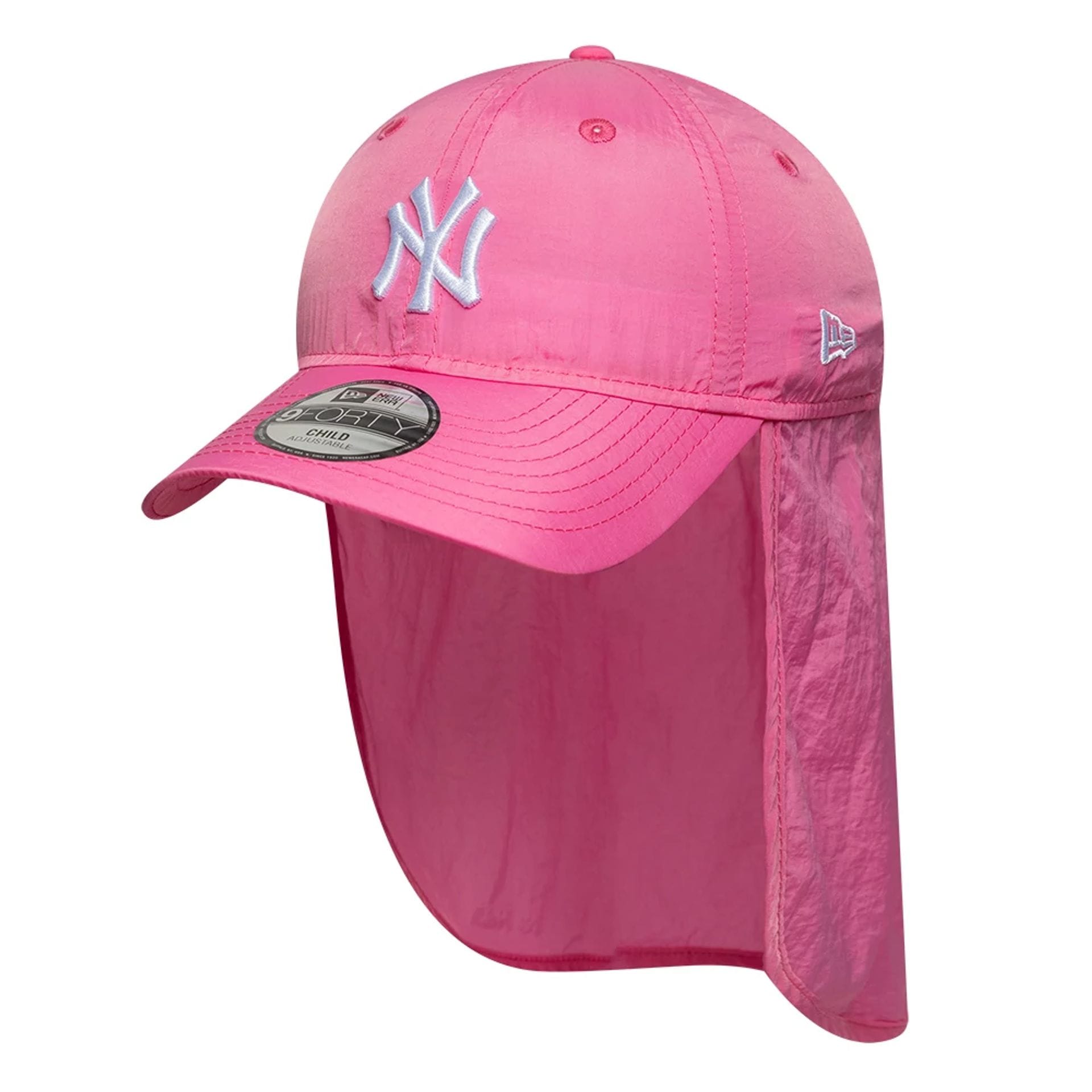 Pictured is this Child MLB Sun Shield New York Yankees 9FORTY cap in pink. 1