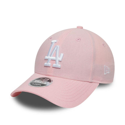 Pictured is this Youth MLB Linen LA Dodgers 9FORTY M-Crown cap in pastel pink. 1
