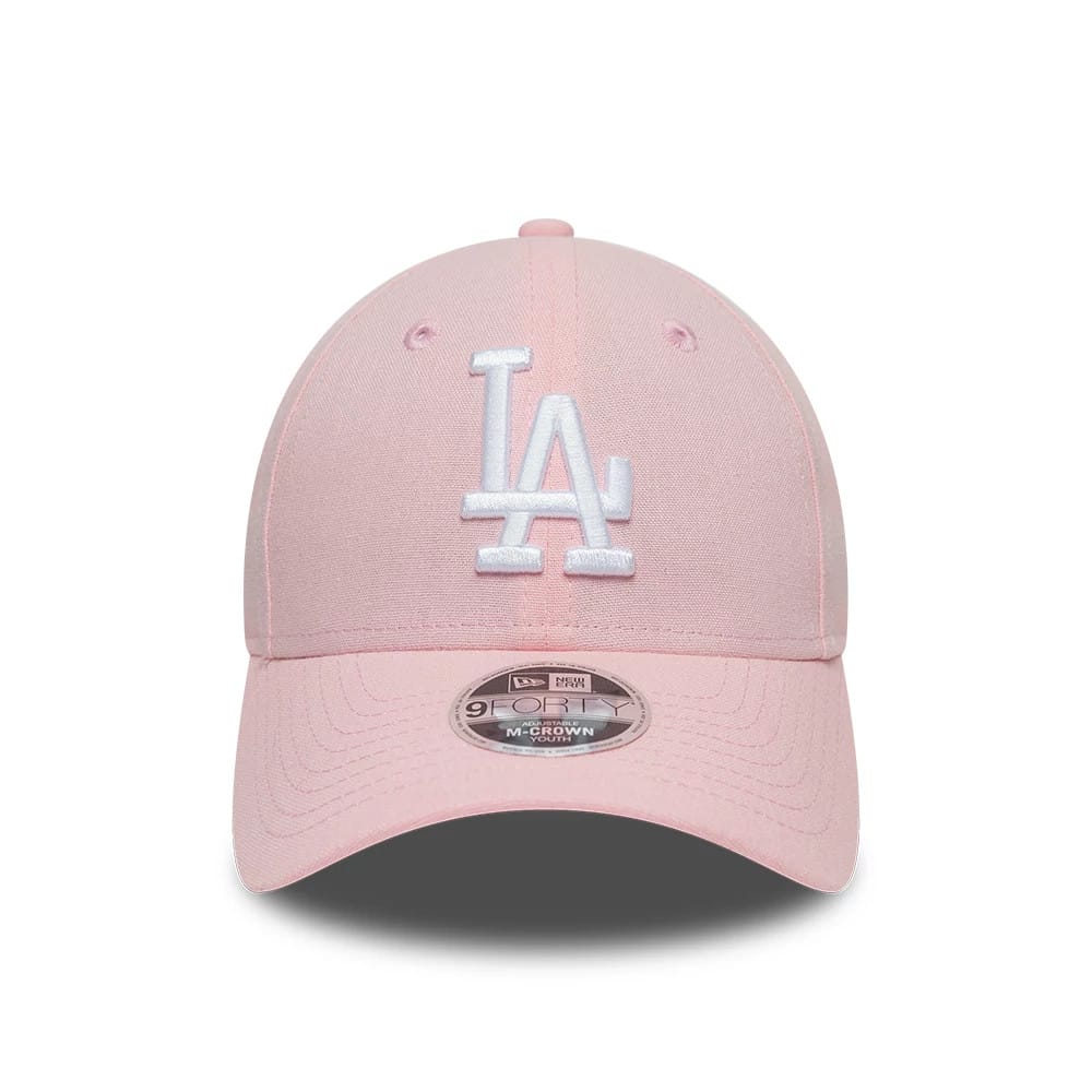 Pictured is this Youth MLB Linen LA Dodgers 9FORTY M-Crown cap in pastel pink. 2