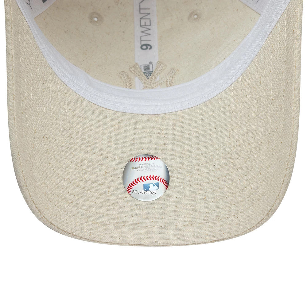 Pictured is this Womens MLB Linen New York Yankees 9TWENTY cap in light beige. 5