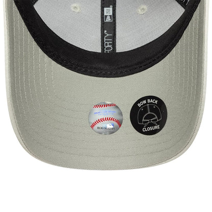 Pictured is this Womens MLB Satin Bow Back New York Yankees 9FORTY cap in grey. 5