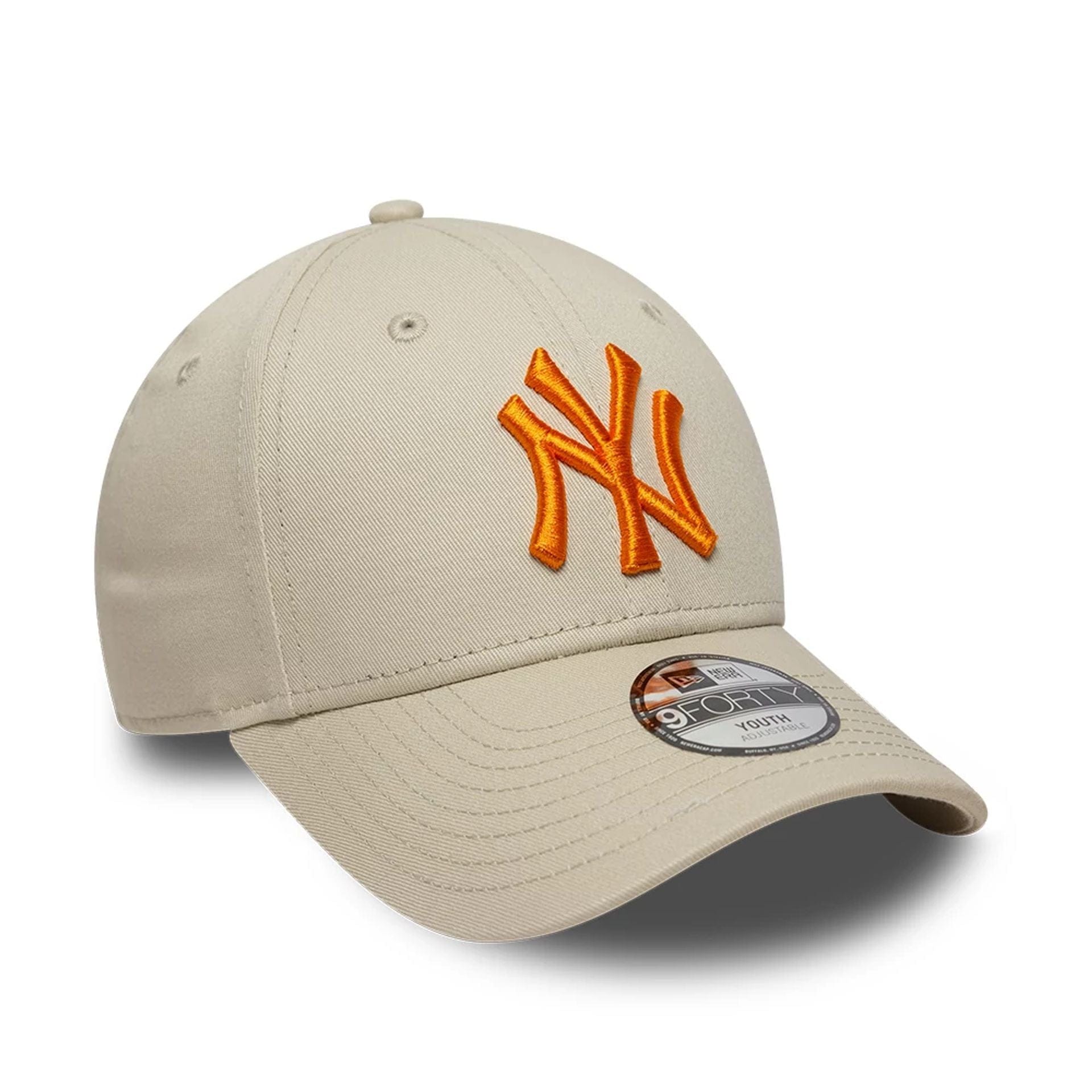 Pictured is this Youth MLB League Essential New York Yankees 9FORTY cap in light beige. 3