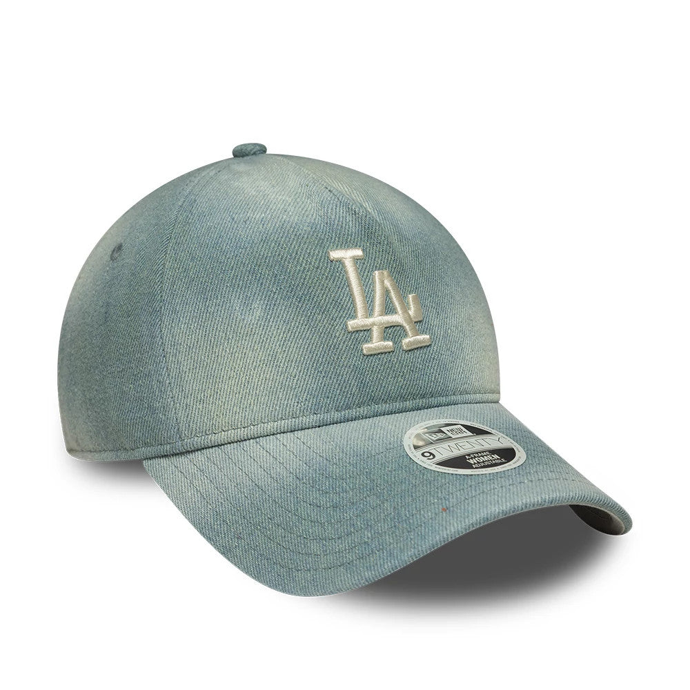 Pictured is this Womens MLB Denim LA Dodgers 9TWENTY A-Frame cap in Light Blue. 3