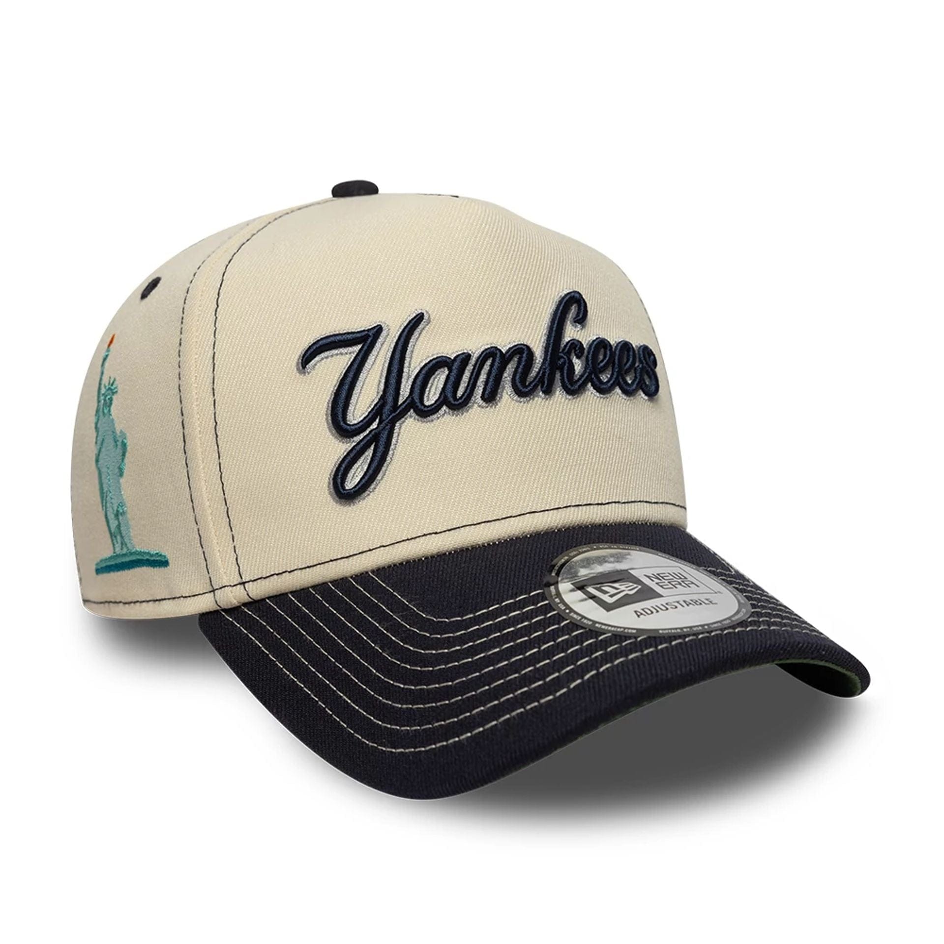 Pictured is this MLB City Icon New York Yankees 9FORTY E-Frame cap in Cream. 1