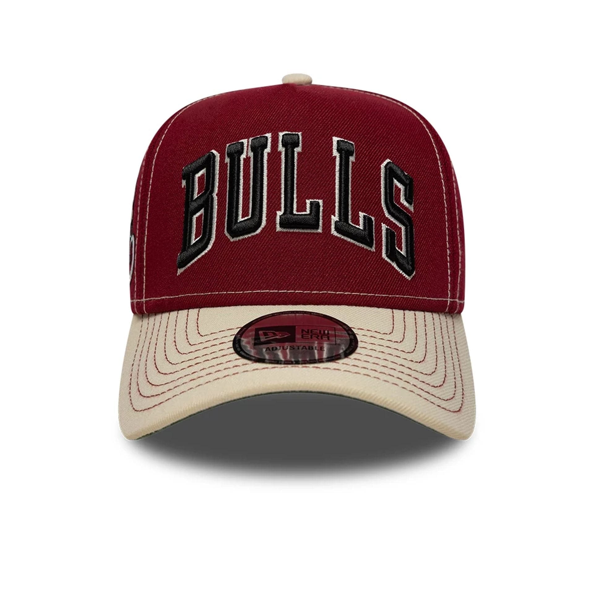 Pictured is this NBA City Icon Chicago Bulls 9FORTY E-Frame cap in dark red. 2