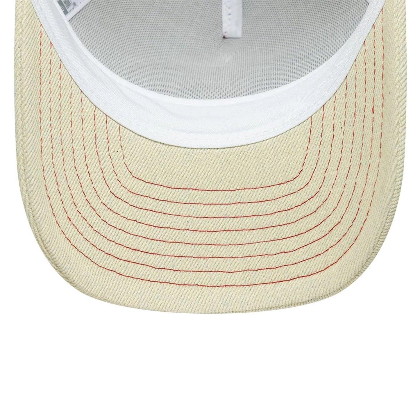 Pictured is this Womens New Era 9FORTY M-Crown A-Frame Trucker cap in Cream. 5