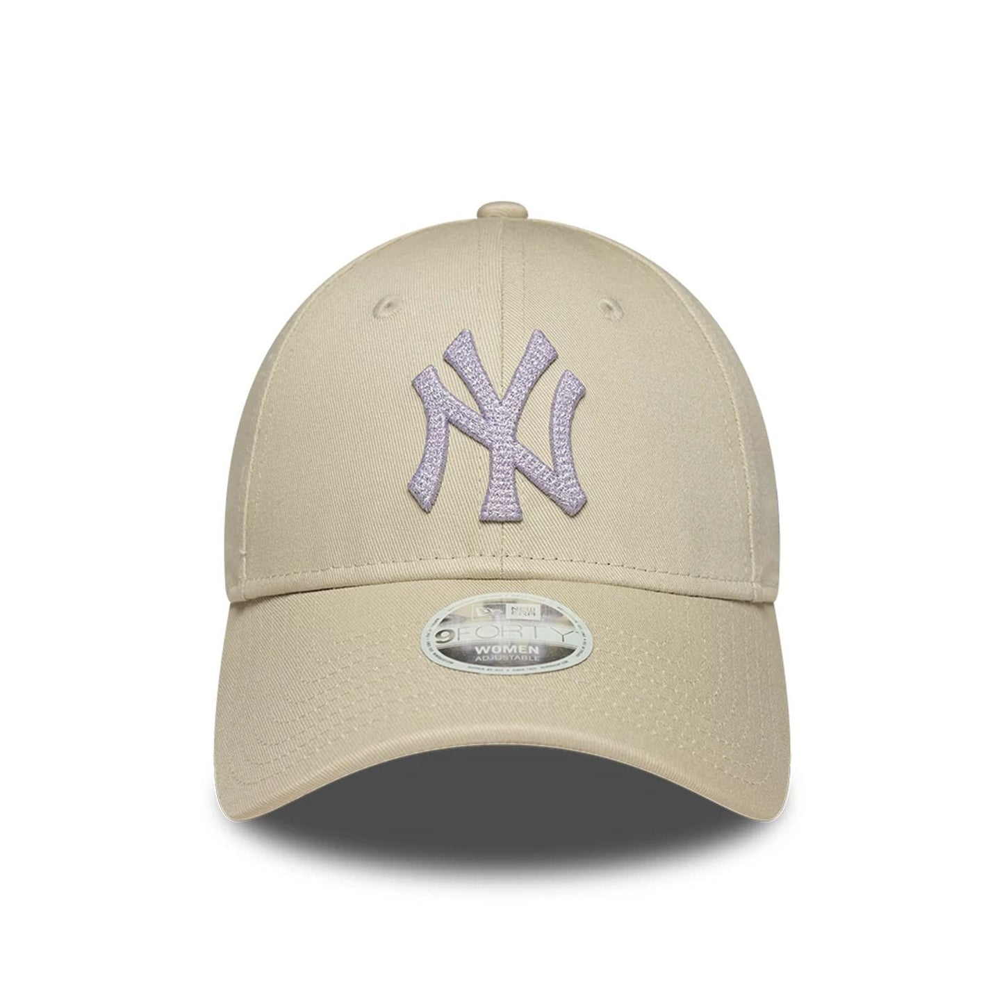 Pictured is this Womens MLB Metallic New York Yankees 9FORTY cap in light beige. 2