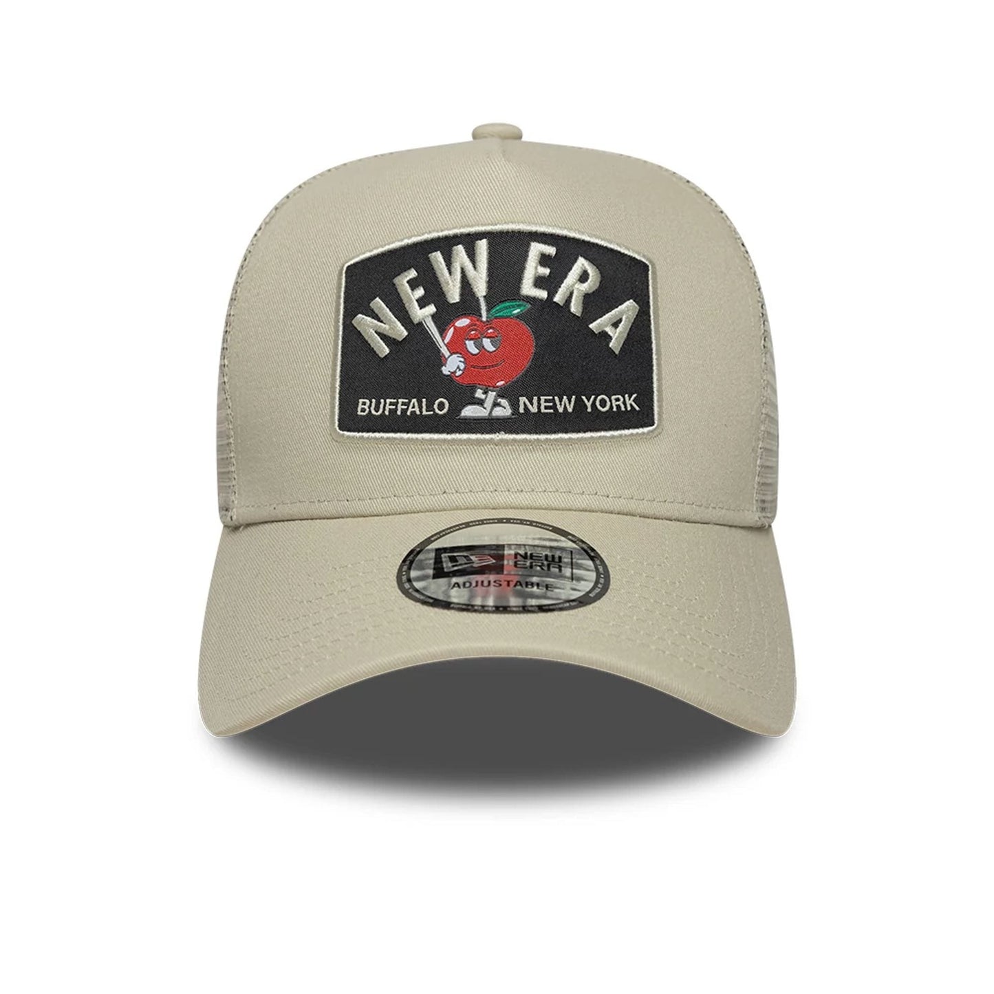 Pictured is this New Era Summer Patch 9FORTY A-Frame Trucker cap in Cream. 2