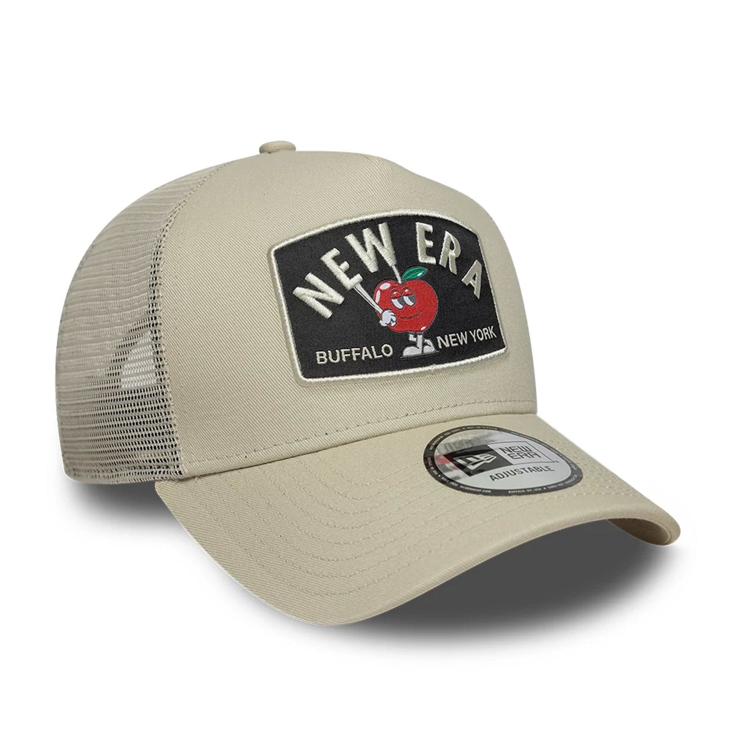 Pictured is this New Era Summer Patch 9FORTY A-Frame Trucker cap in Cream. 3