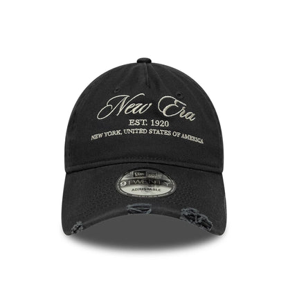 Pictured is this New Era Wash Distress 9TWENTY A-Frame cap in charcoal. 2
