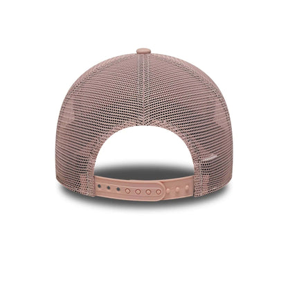 Pictured is this Womens MLB Floral New York Yankees 9FORTY A-Frame Trucker cap in pastel pink. 4