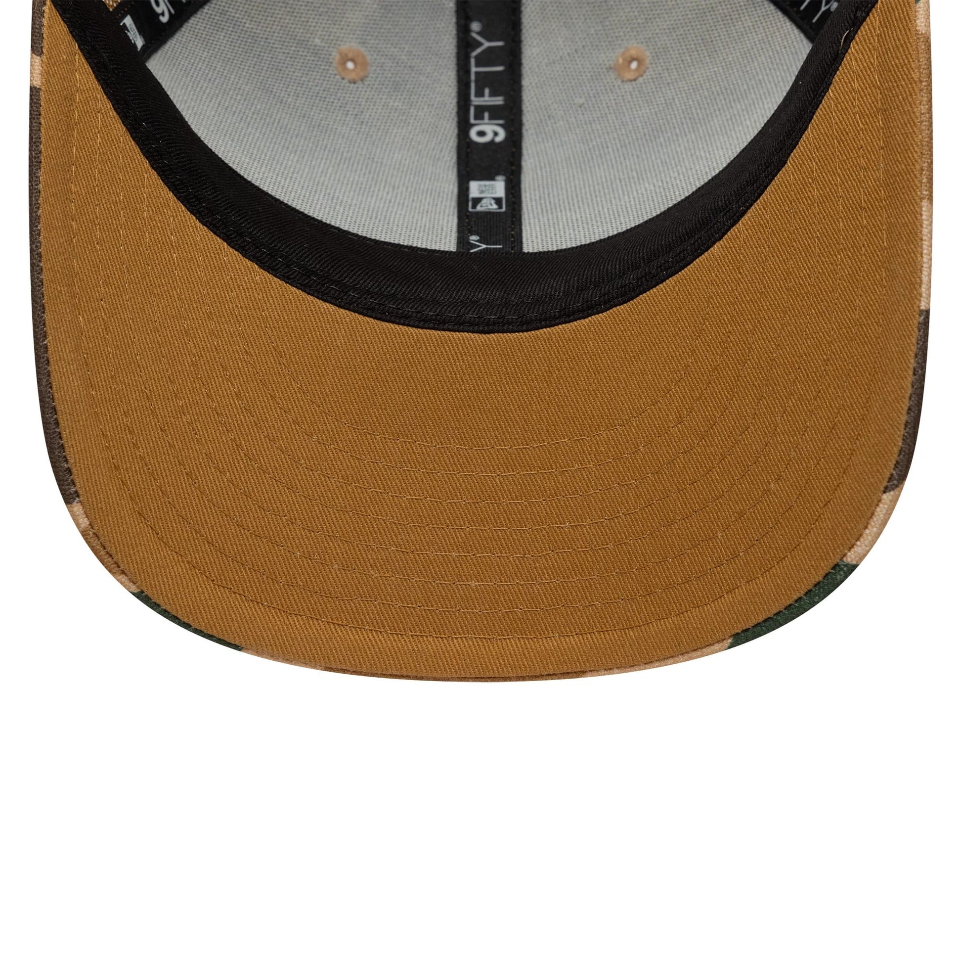 Pictured is this New Era Duck Camo 9FIFTY Snapback cap in beige. 5