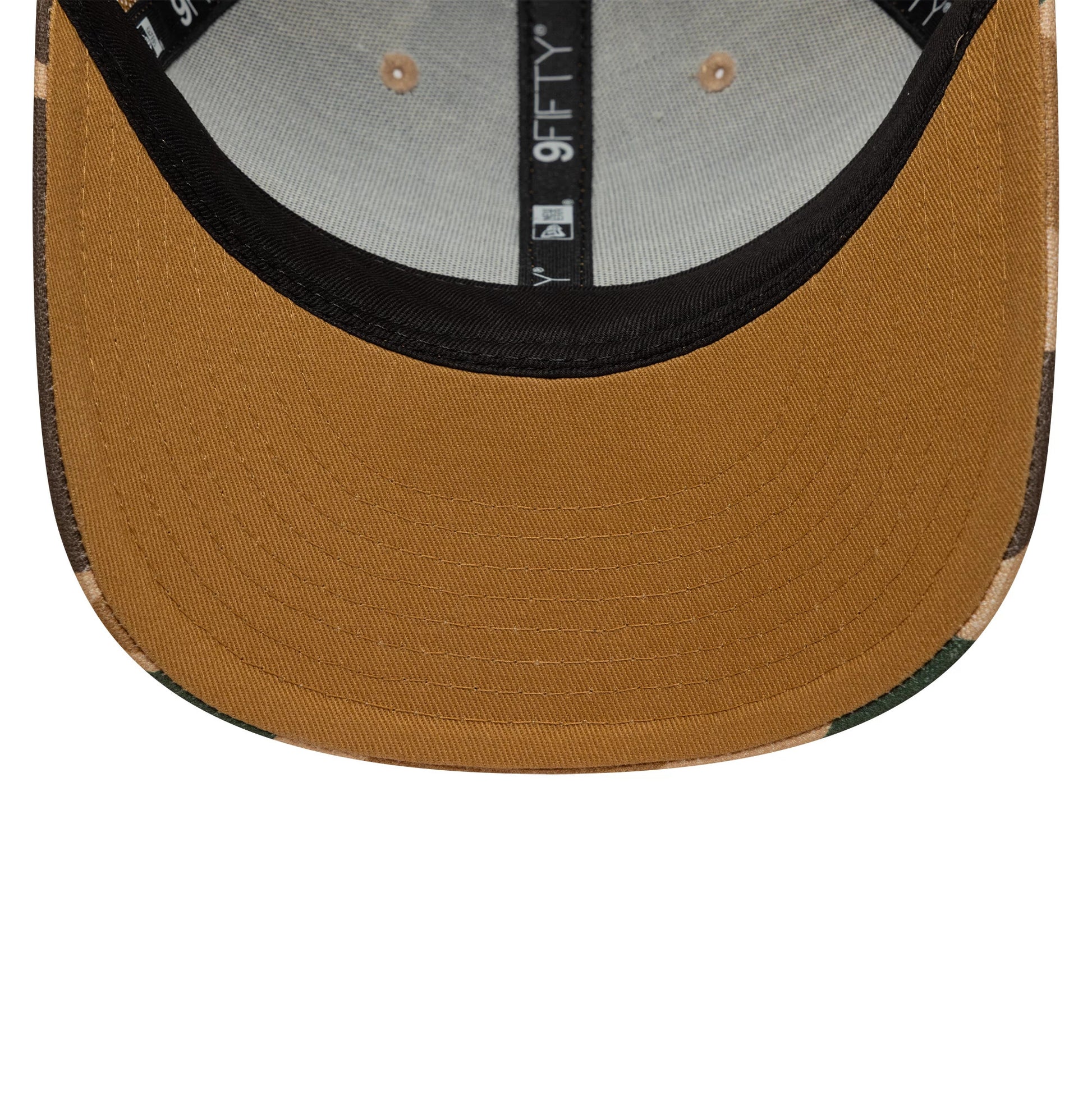 Pictured is this New Era Duck Camo 9FIFTY Snapback cap in beige. 5