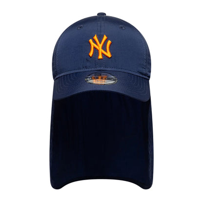 Pictured is this Child MLB Sun Shield New York Yankees 9FORTY cap in navy. 2