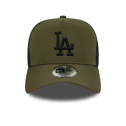 Pictured is this MLB Sport LA Dodgers 9FORTY A-Frame Trucker cap in Dark Green. 2