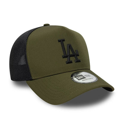 Pictured is this MLB Sport LA Dodgers 9FORTY A-Frame Trucker cap in Dark Green. 3