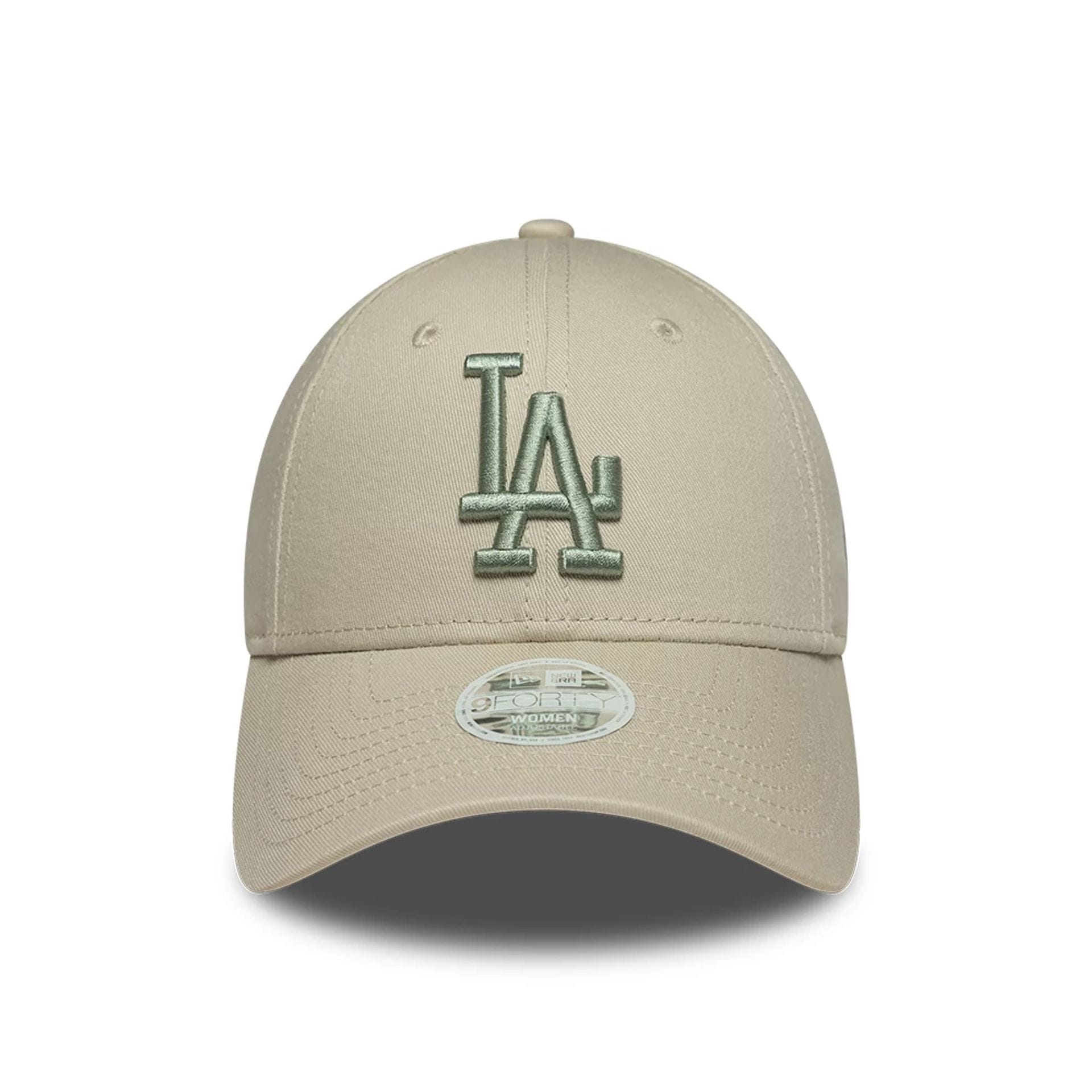 Pictured is this Womens MLB League Essential LA Dodgers 9FORTY cap in light beige. 2