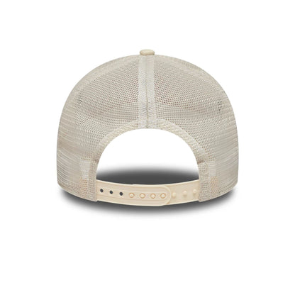 Pictured is this MLB Outline New York Yankees 9FORTY E-Frame Trucker cap in cream. 4