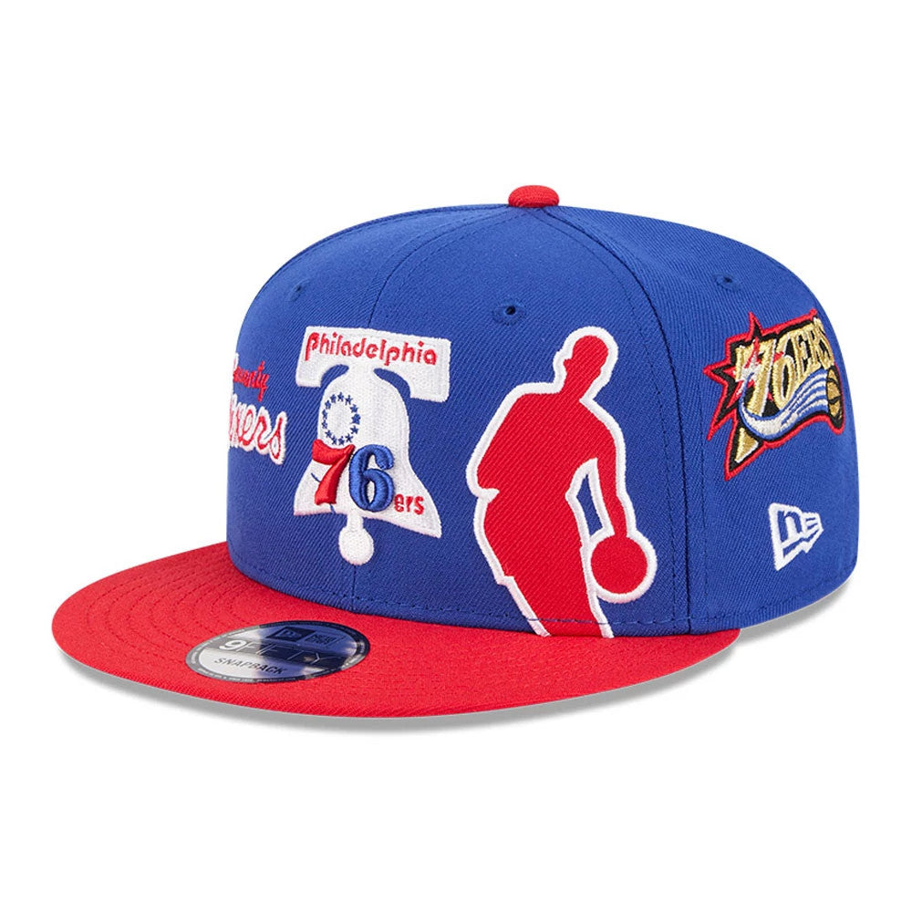 Pictured is this NBA Hardwood Classic All Star Game Philadelphia 76ers 9FIFTY Snapback cap in blue. 4