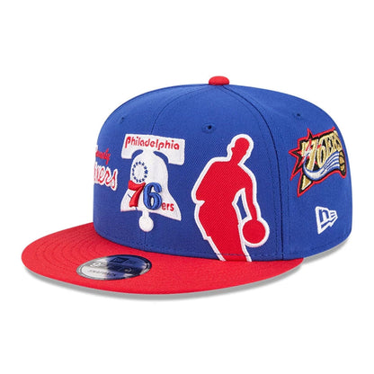 Pictured is this NBA Hardwood Classic All Star Game Philadelphia 76ers 9FIFTY Snapback cap in blue. 4