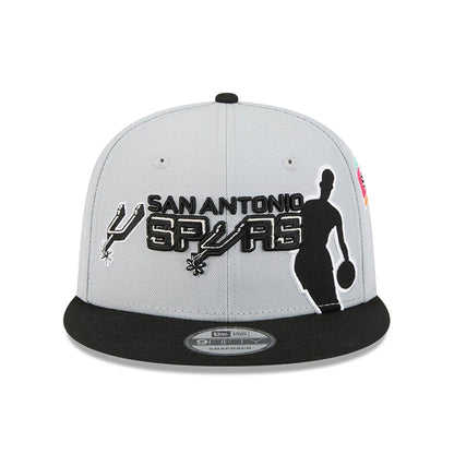 Pictured is this NBA Hardwood Classic All Star Game San Antonio Spurs 9FIFTY Snapback cap in grey. 3
