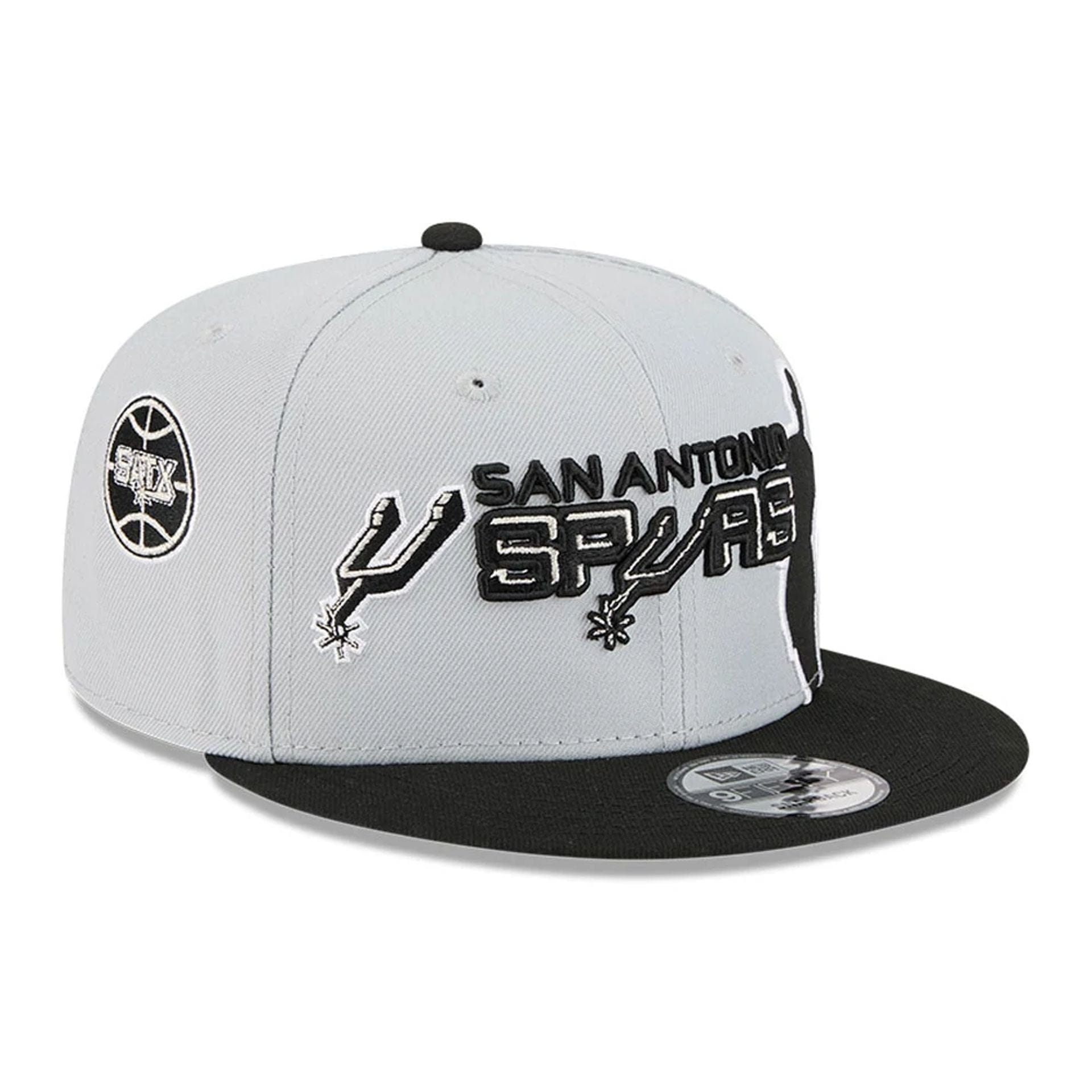 Pictured is this NBA Hardwood Classic All Star Game San Antonio Spurs 9FIFTY Snapback cap in grey. 4