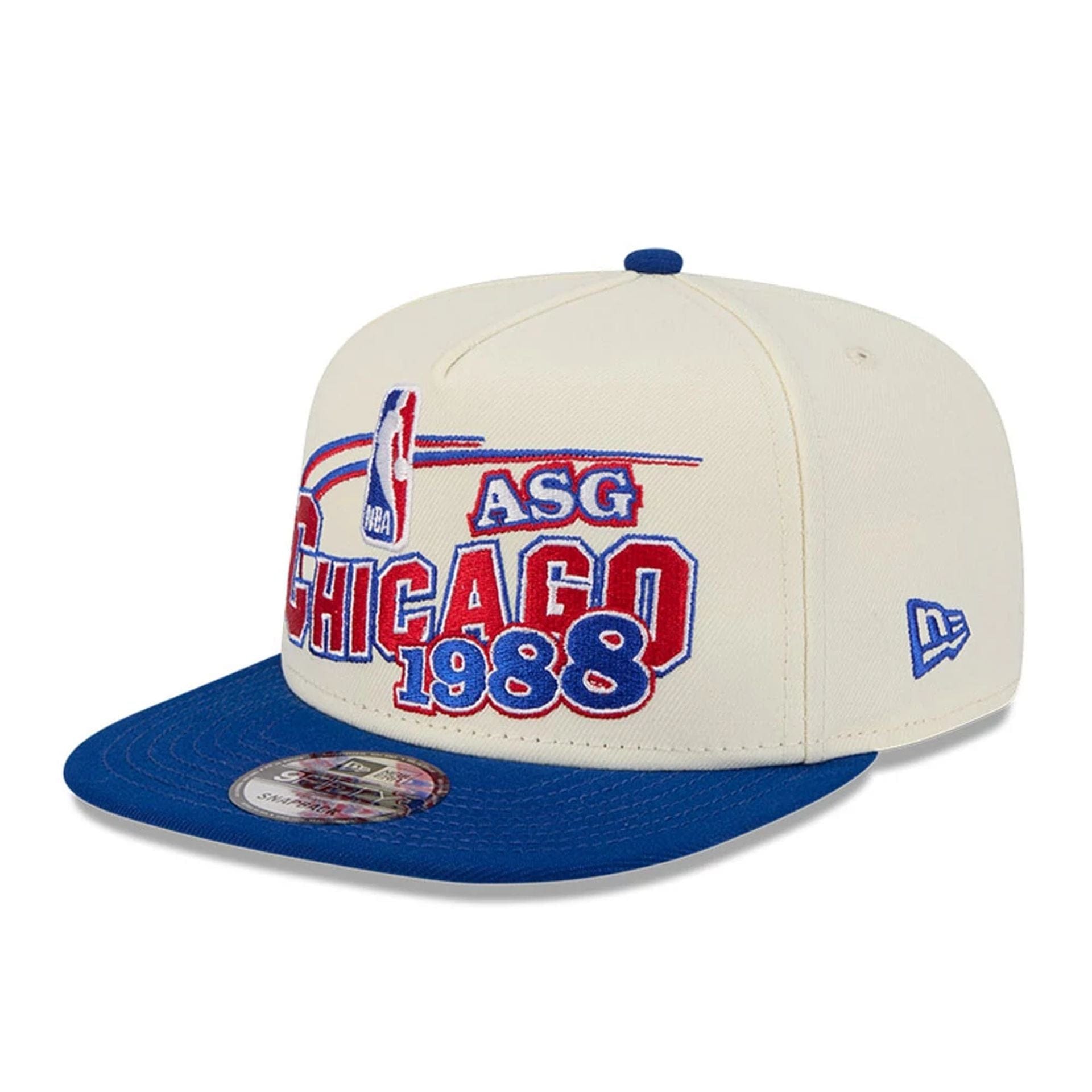 Pictured is this NBA Hardwood Classic All Star Game Chicago Bulls 9FIFTY A-Frame Snapback cap in white. 4