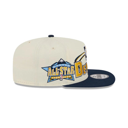 Pictured is this NBA Hardwood Classic All Star Game Denver Nuggets 9FIFTY A-Frame Snapback cap in white. 5