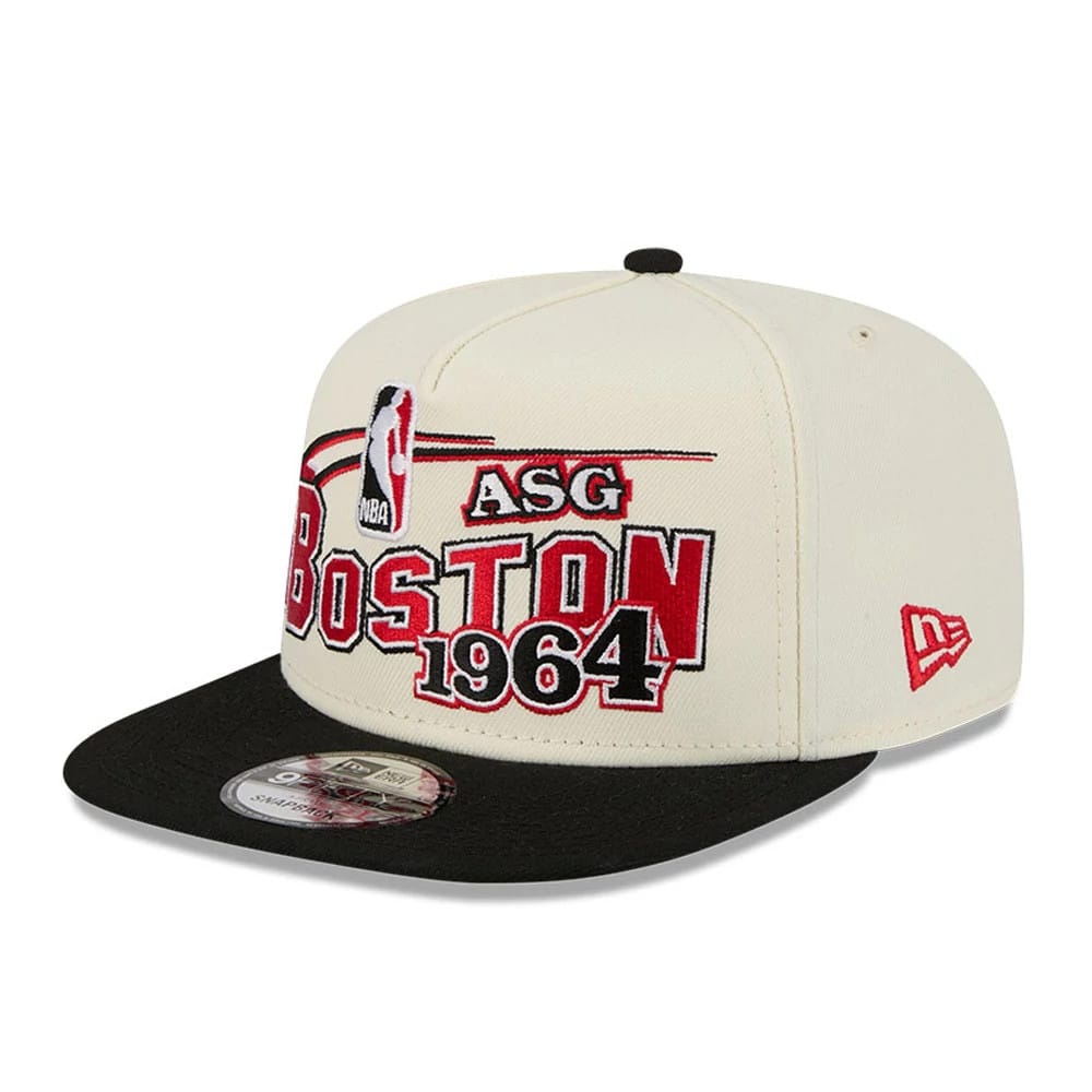 Pictured is this NBA Hardwood Classic All Star Game Boston Celtics 9FIFTY A-Frame Snapback cap in white. 4