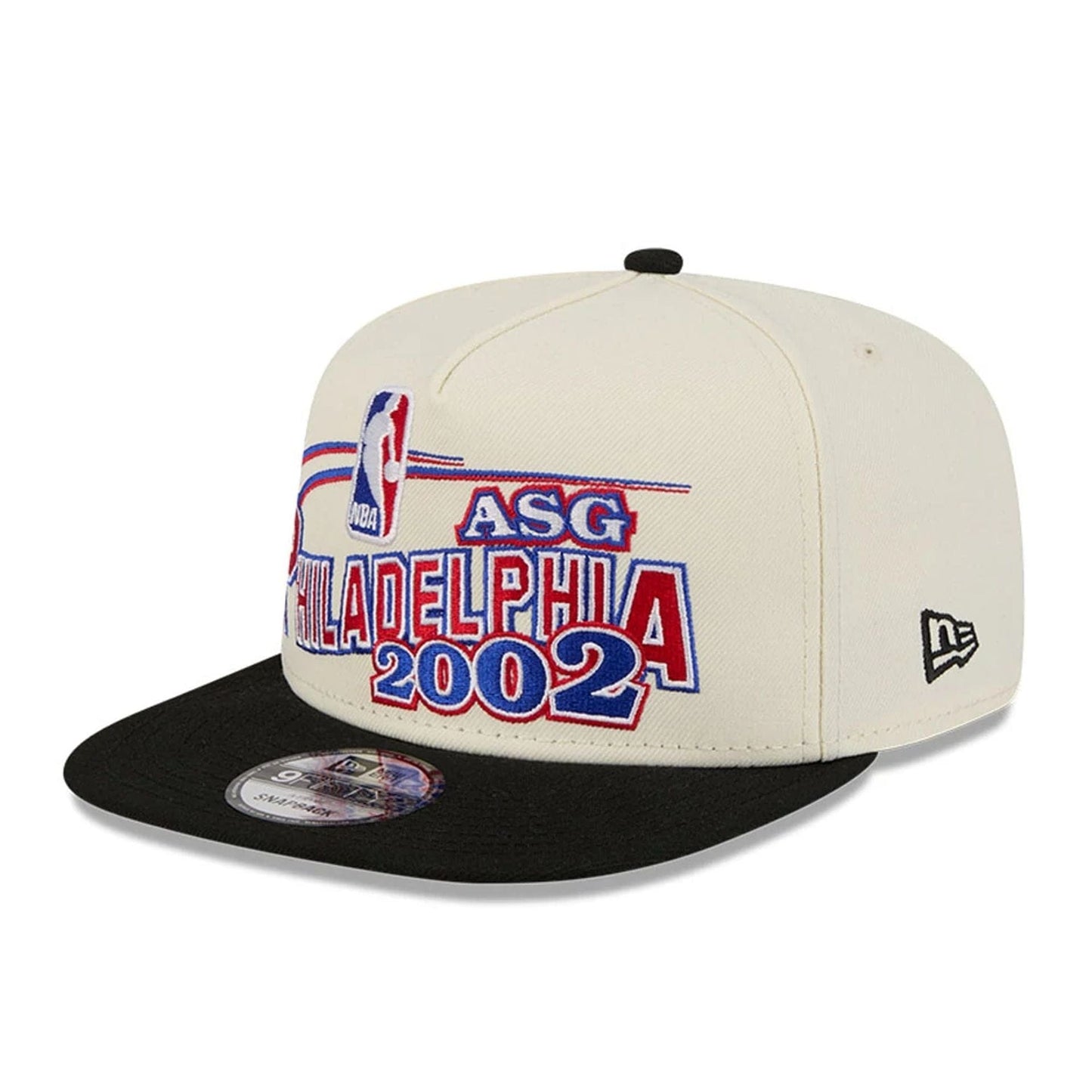Pictured is this NBA Hardwood Classic All Star Game Philadelphia 76ers 9FIFTY A-Frame Snapback cap in white. 4