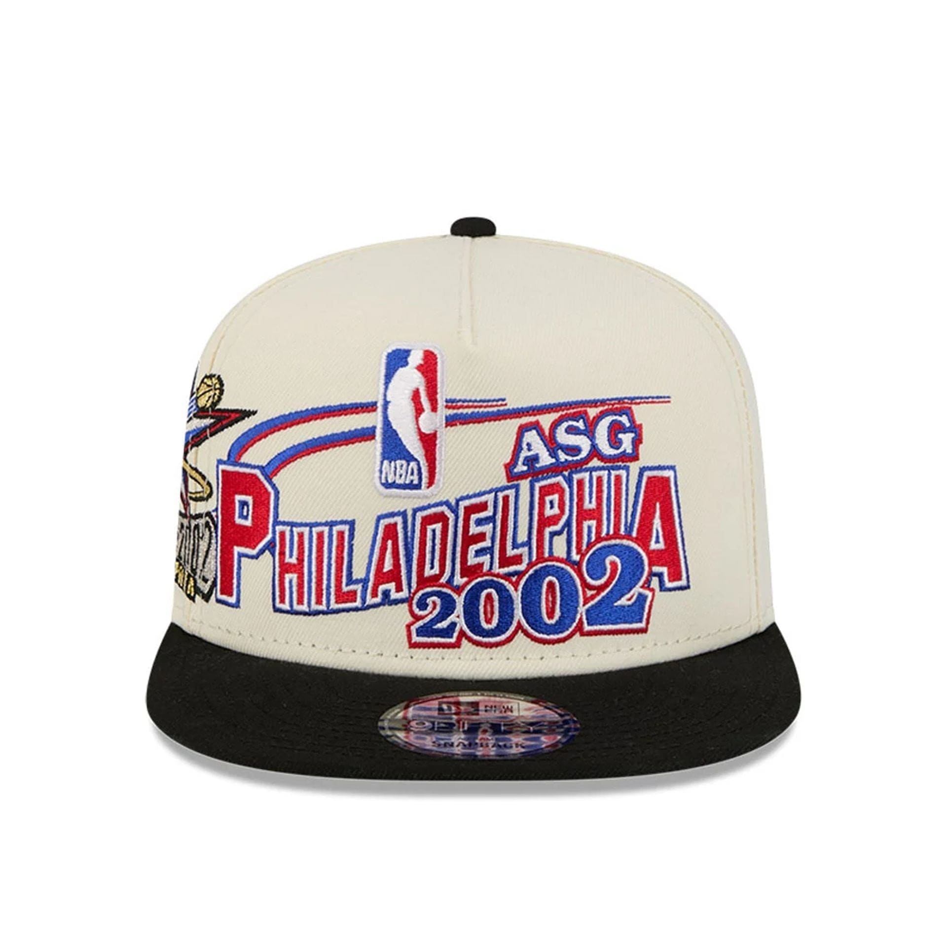 Pictured is this NBA Hardwood Classic All Star Game Philadelphia 76ers 9FIFTY A-Frame Snapback cap in white. 3