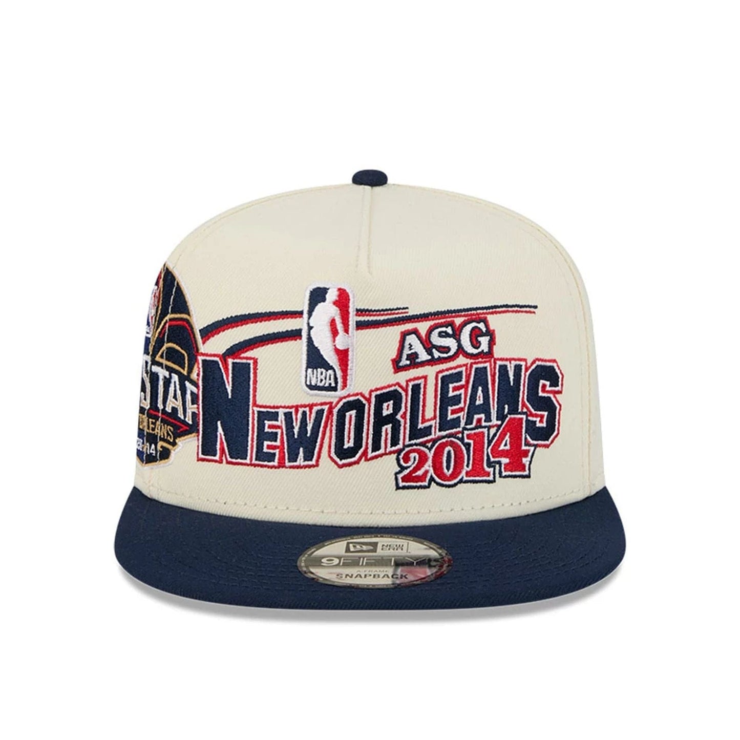 Pictured is this NBA Hardwood Classic All Star Game New Orleans Pelicans 9FIFTY A-Frame Snapback cap in white. 3