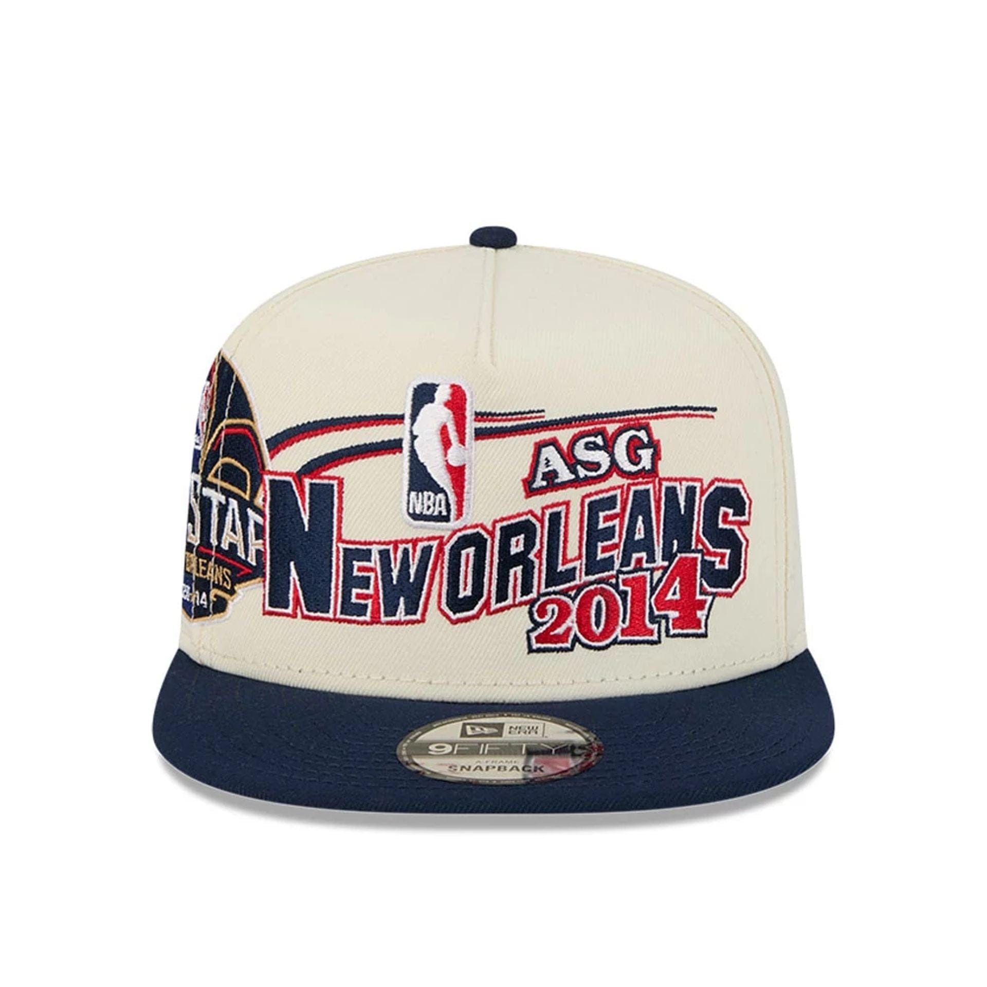 Pictured is this NBA Hardwood Classic All Star Game New Orleans Pelicans 9FIFTY A-Frame Snapback cap in white. 3