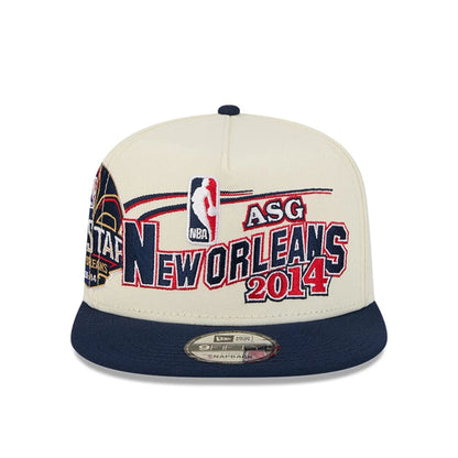 Pictured is this NBA Hardwood Classic All Star Game New Orleans Pelicans 9FIFTY A-Frame Snapback cap in white. 3