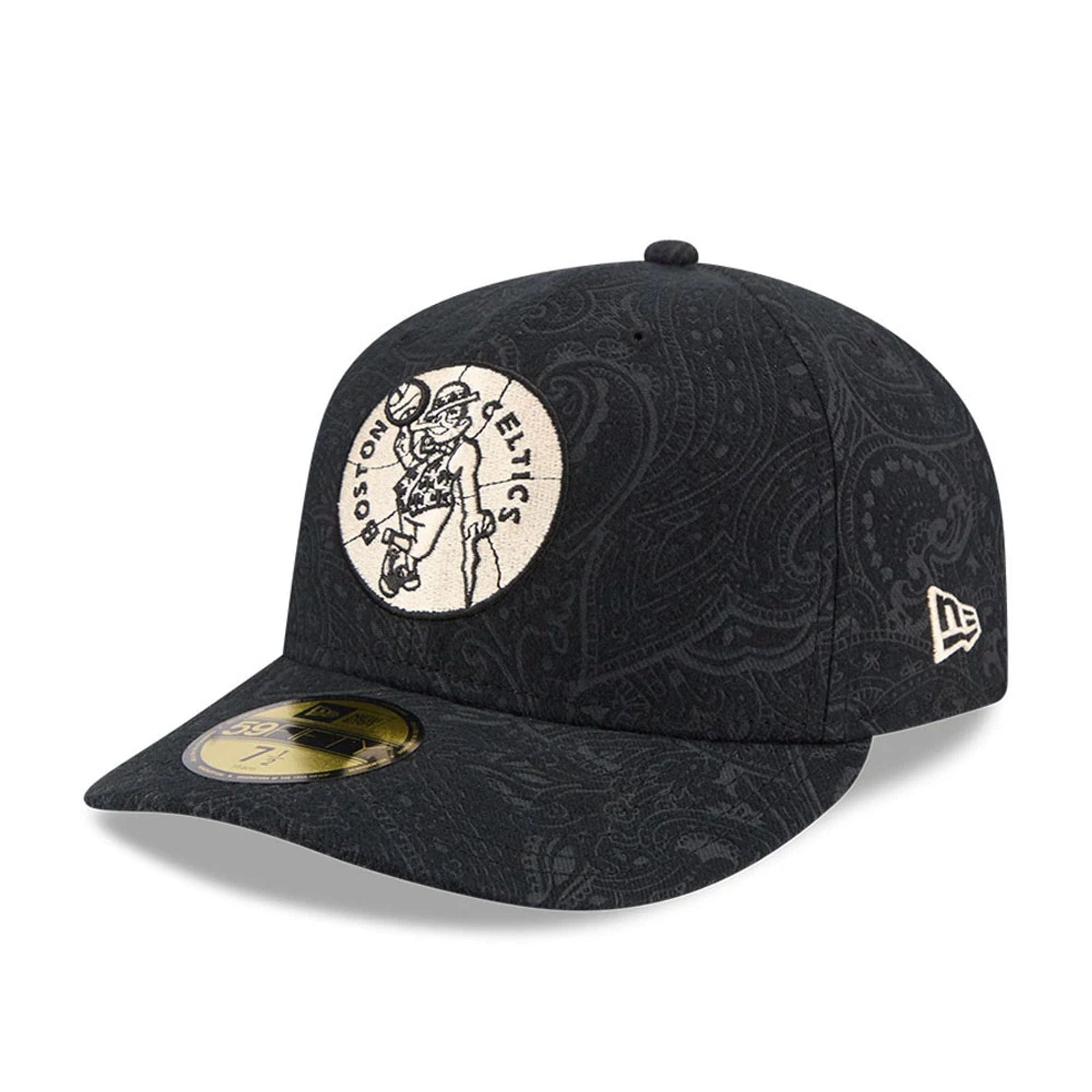 Pictured is this NBA Brushed Cotton Boston Celtics 59FIFTY Fitted cap in black. 1