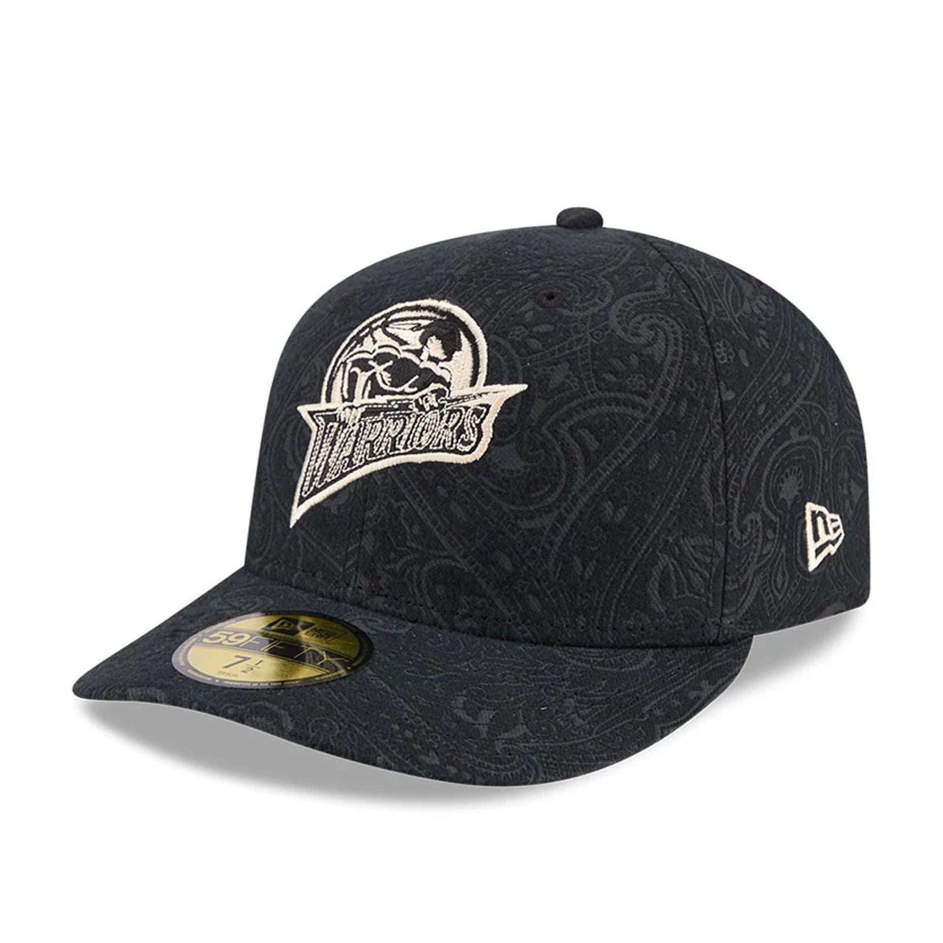 Pictured is this NBA Brushed Cotton Golden State Warriors 59FIFTY Fitted cap in black. 1