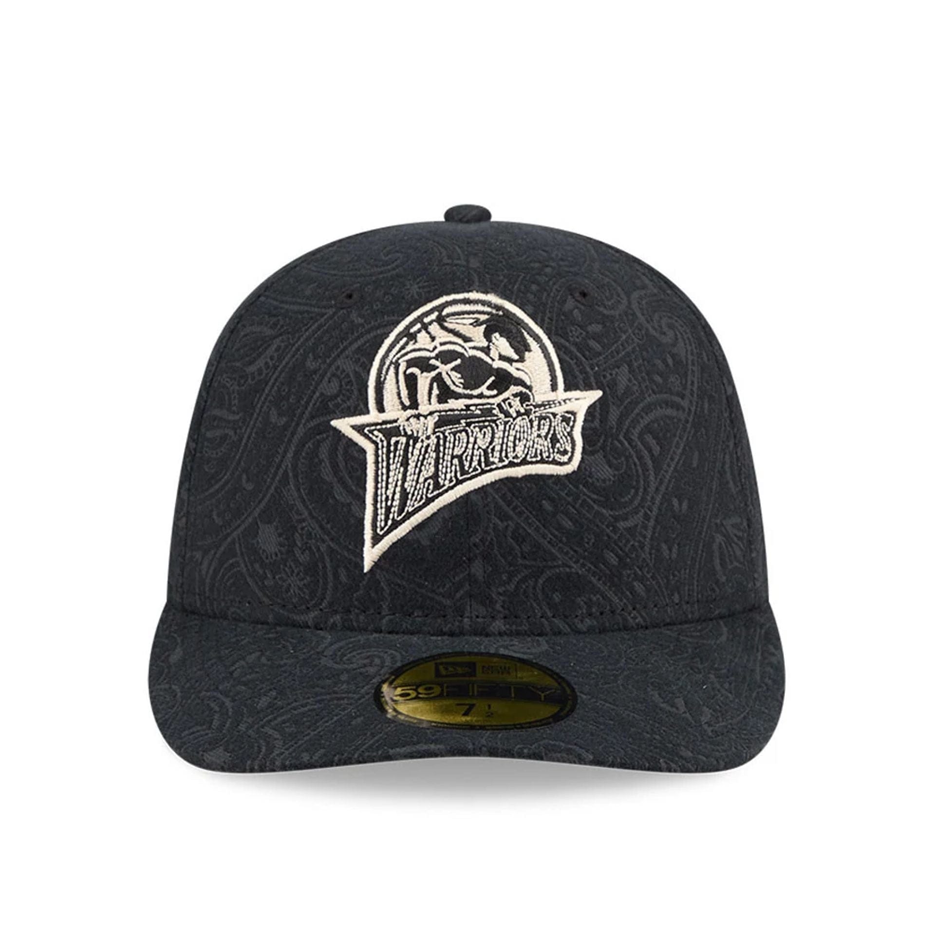 Pictured is this NBA Brushed Cotton Golden State Warriors 59FIFTY Fitted cap in black. 3