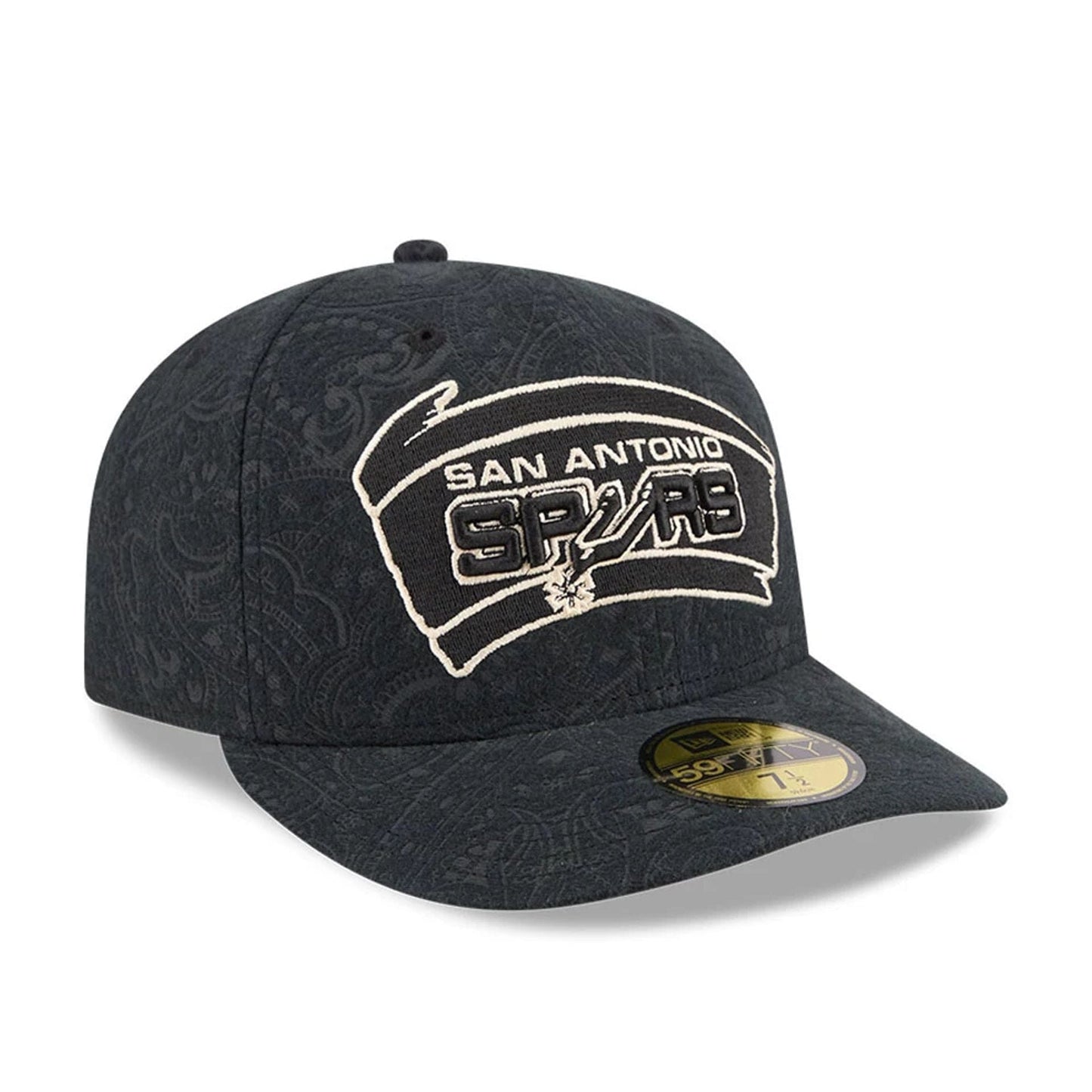 Pictured is this NBA Brushed Cotton San Antonio Spurs 59FIFTY Fitted cap in black. 4