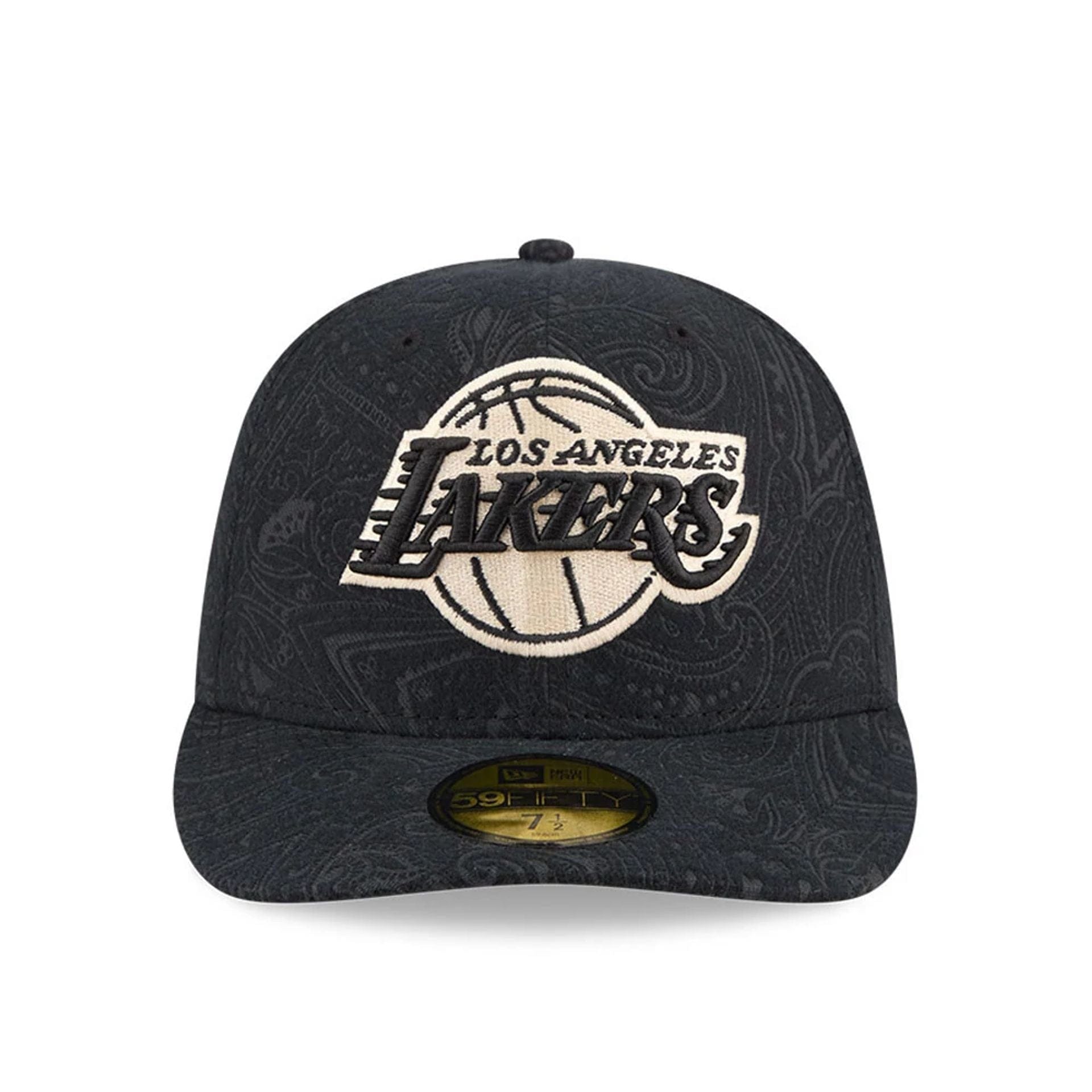 Pictured is this NBA Brushed Cotton LA Lakers 59FIFTY Fitted cap in black. 3