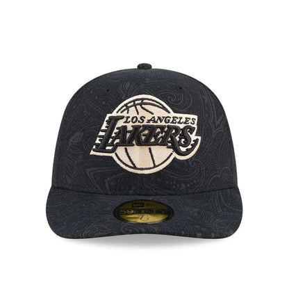 Pictured is this NBA Brushed Cotton LA Lakers 59FIFTY Fitted cap in black. 3