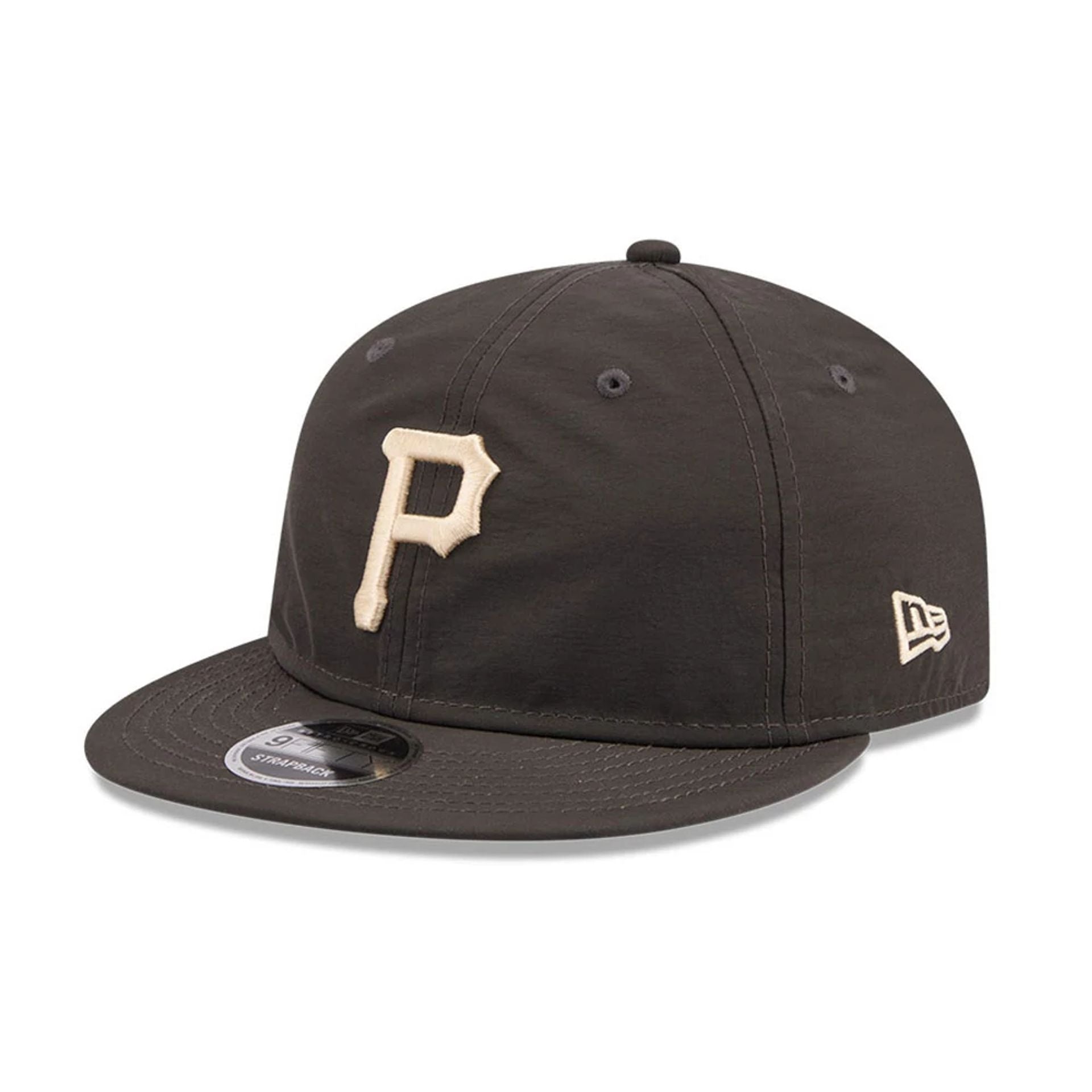 Pictured is this MLB Nylon Pittsburgh Pirates Retro Crown 9FIFTY cap in black. 1