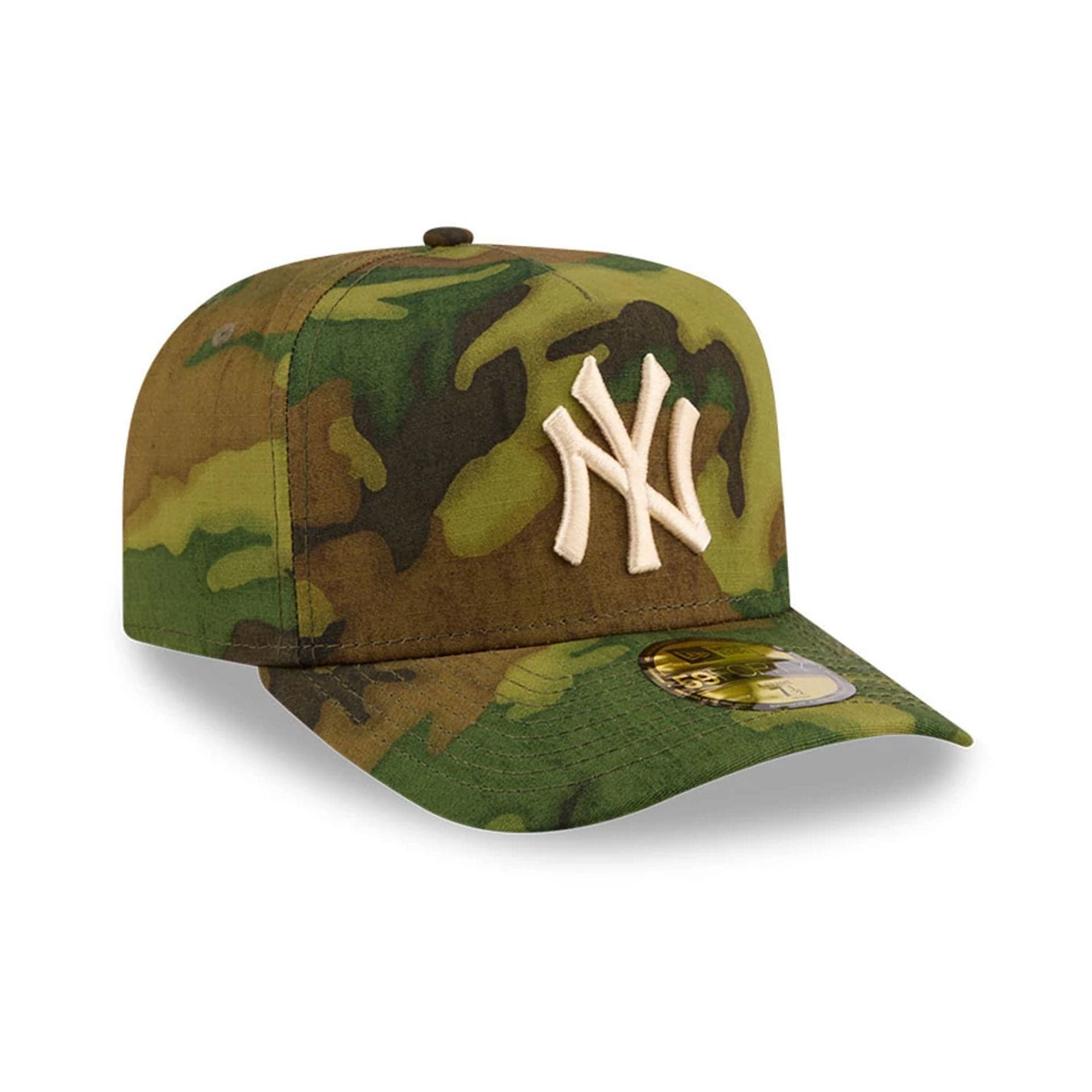 Pictured is this MLB Ripstop New York Yankees 59FORTY A-Frame Fitted cap in camo. 4