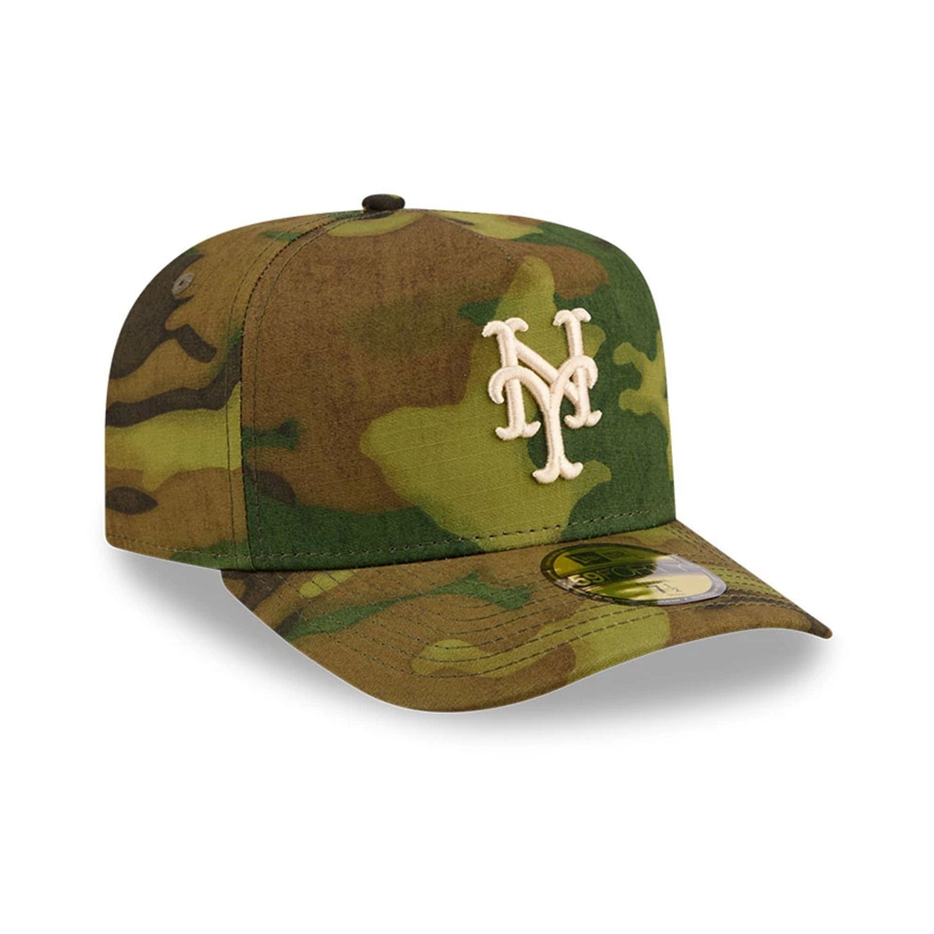 Pictured is this MLB Ripstop New York Mets 59FORTY A-Frame Fitted cap in camo. 4